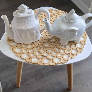 Lenox White Ceramic Teapot And Beautiful Elephant Teapot...Set Of 2